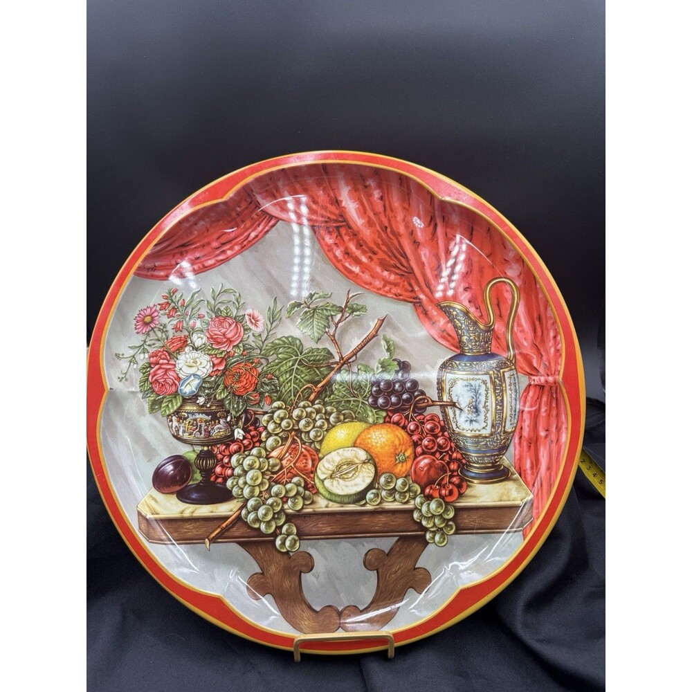 Vintage Daher Decorated Ware Large Round Metal Tray 16 1/2" Made in England